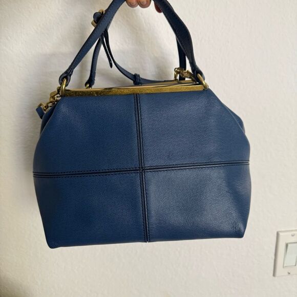 J. Crew 100% Real Leather Purse Tote Bag W Old Gold Zippers Excellent Condition - Picture 2 of 16